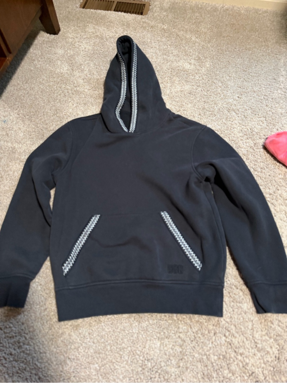 Ugg Men's Black Hooded Sweater with Contrast Trim
